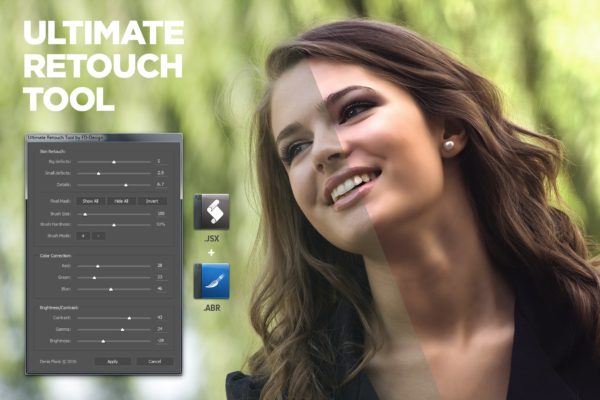 顶级人像照片美容工具PS笔刷/脚本 Ultimate Retouch Tool Photoshop Script CS3+