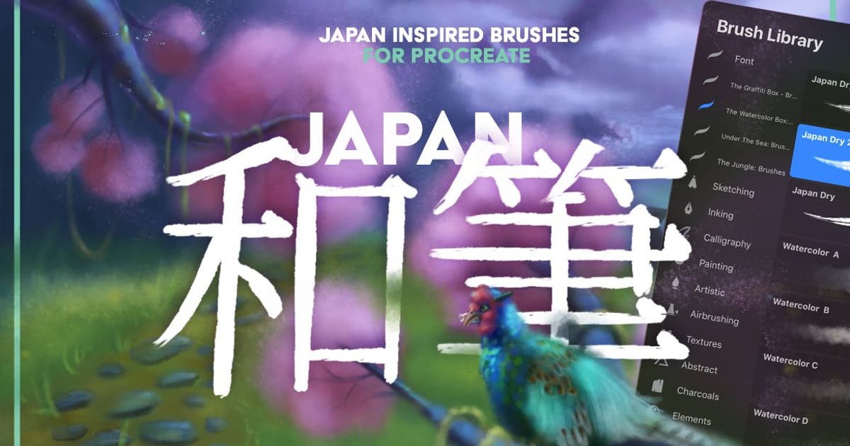 日本绘画风格画笔Procreate笔刷 Japan: Procreate Brushes插图