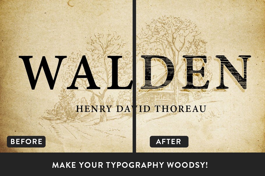 做旧木纹纹理PSD动作合集 The Woodsman-PSD Actions插图(1)