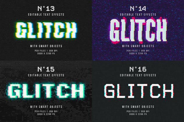 毛刺字体特效设计PSD模板 Photoshop Glitch Text Effects插图(14)