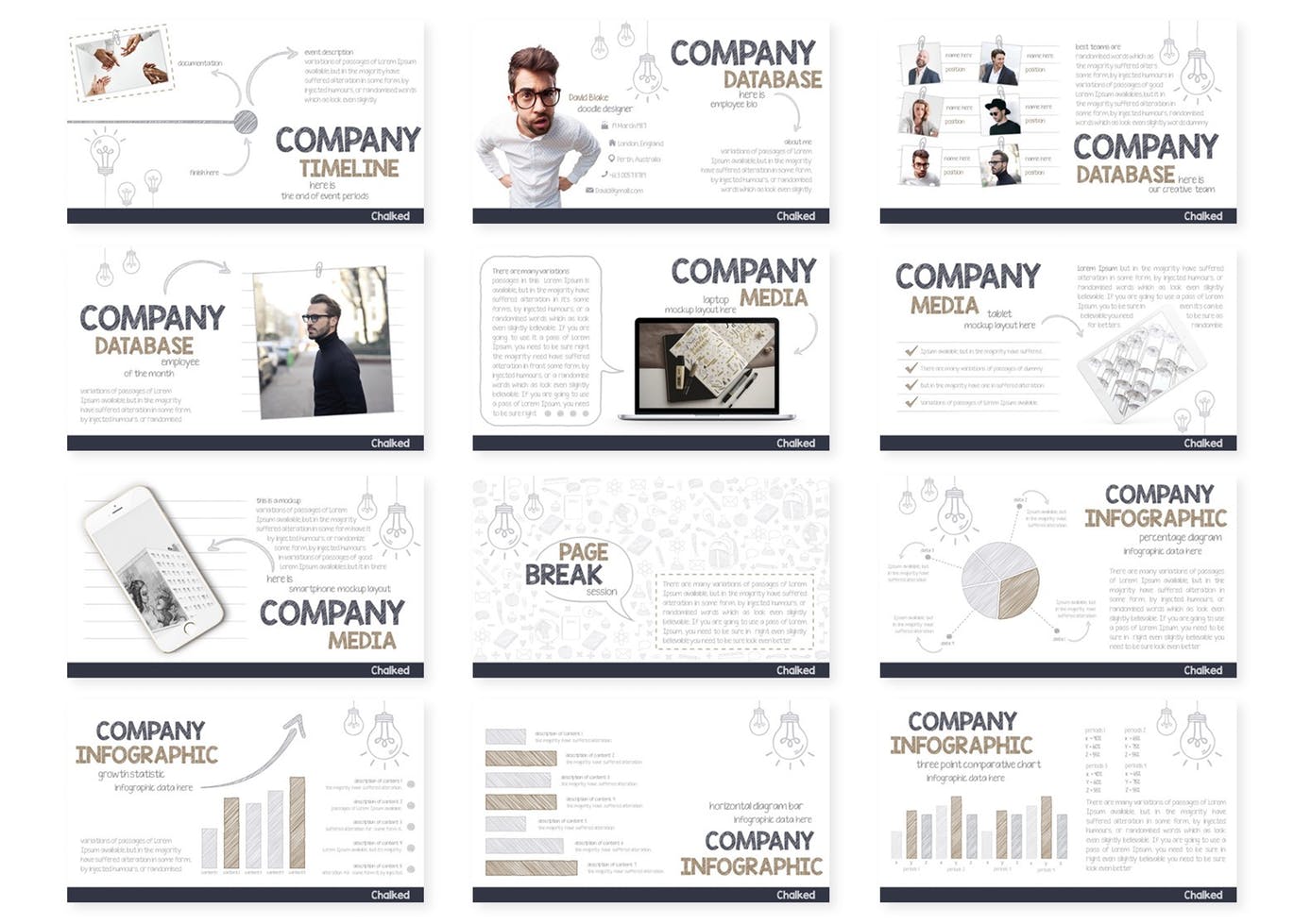 时尚多用途的个性粉笔字黑板版效果Google Slides谷歌幻灯片powerpoint演示模版（pptx）插图(1)