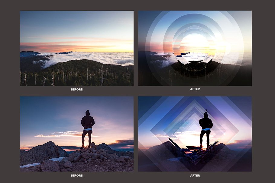 几何科幻照片效果处理PSD模板 Geometric Haze Photoshop Template插图(1)