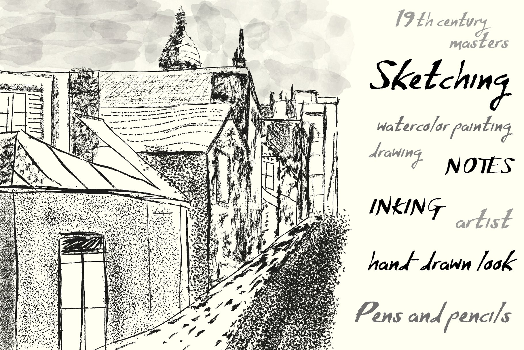 76款铅笔素描笔画AI笔刷 Sketchbook Brushes for Illustrator插图(2)