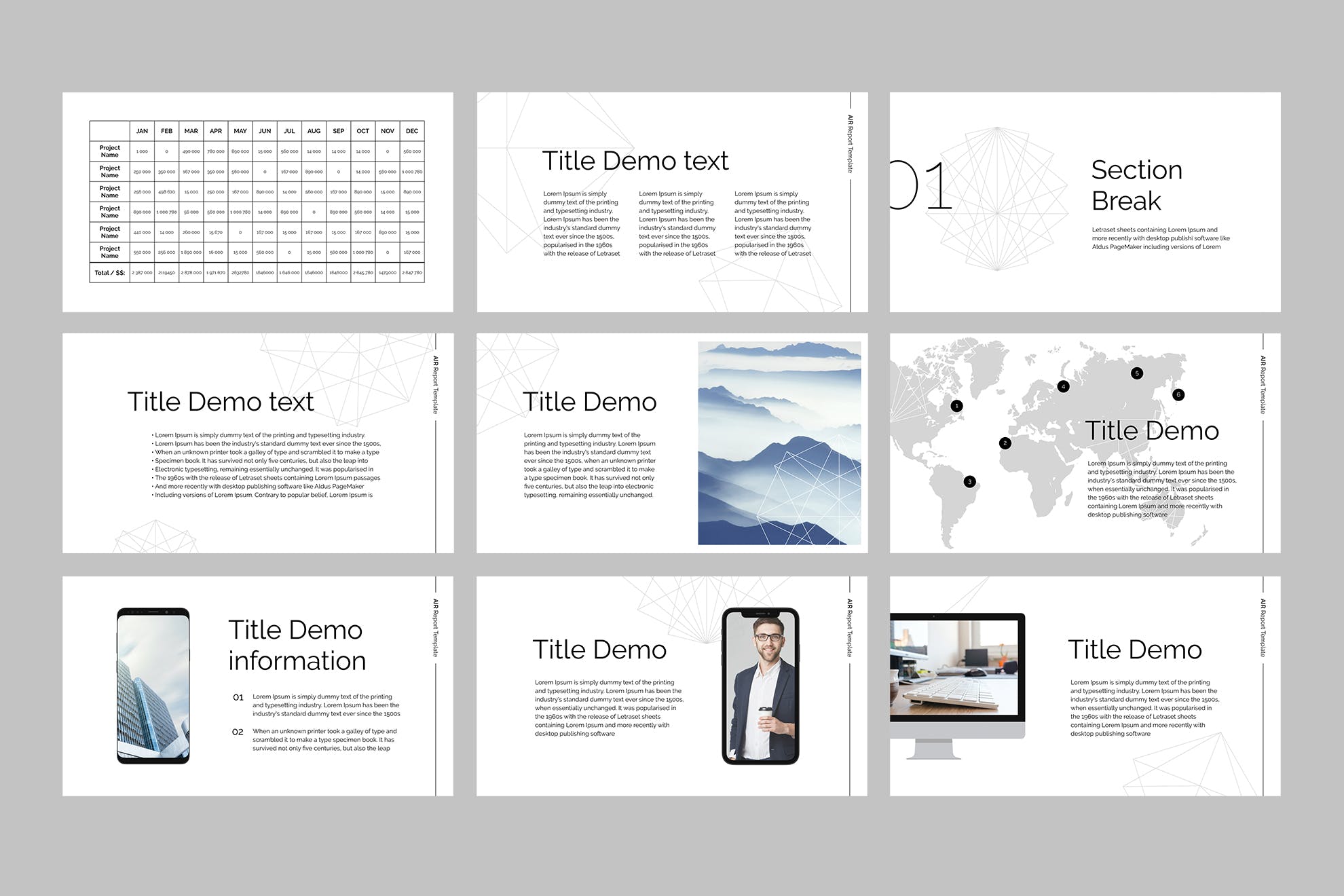 SWOT分析/数据报表会议报告Google演示模板素材库精选 Air – Google Slides Report Template插图(5)