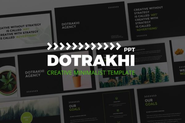 极简主义创意酷黑主题PPT幻灯片模板 Dotrakhi – Creative Minimal Powerpoint Template