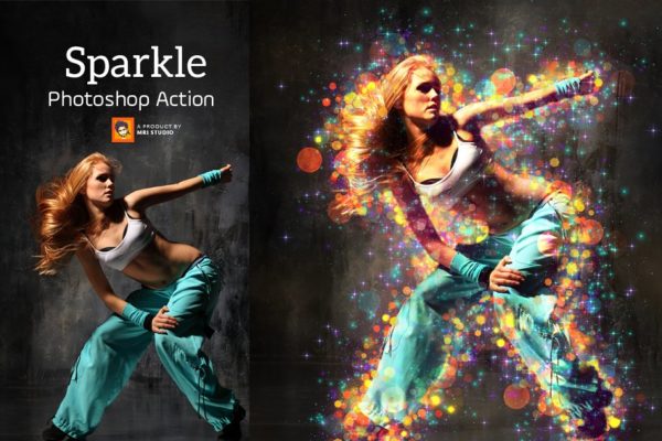 微粒体星星粒子效果PS动作下载 sparkle Photoshop Action