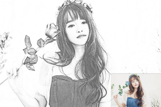 铅笔素描绘画效果生成PS动作 Pencil Sketch Photoshop Actions插图(2)