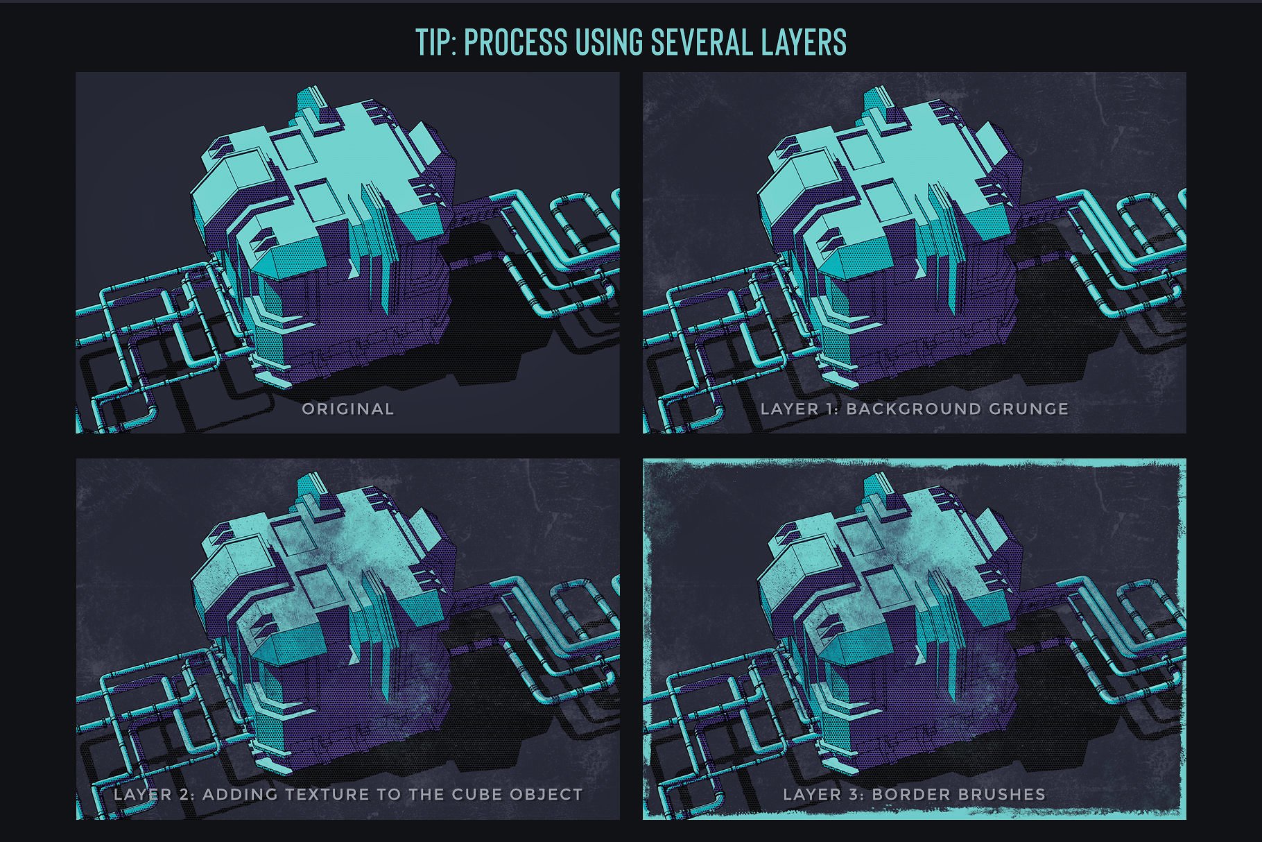 素描卡通3D渲染笔刷 Grunge Toolbox Procreate Brushes插图(2)