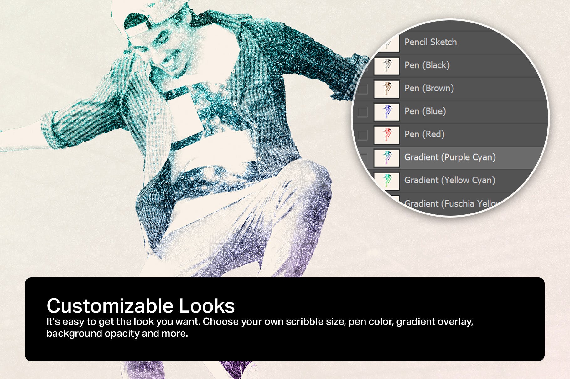 建筑素描艺术绘画效果一键生成PS动作 AI Scribble Art Photoshop Actions插图(3)