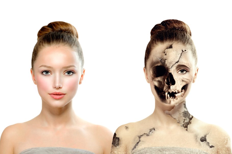 人像转恐怖骷髅头特效PS动作 Skull Face Ps Action插图(5)