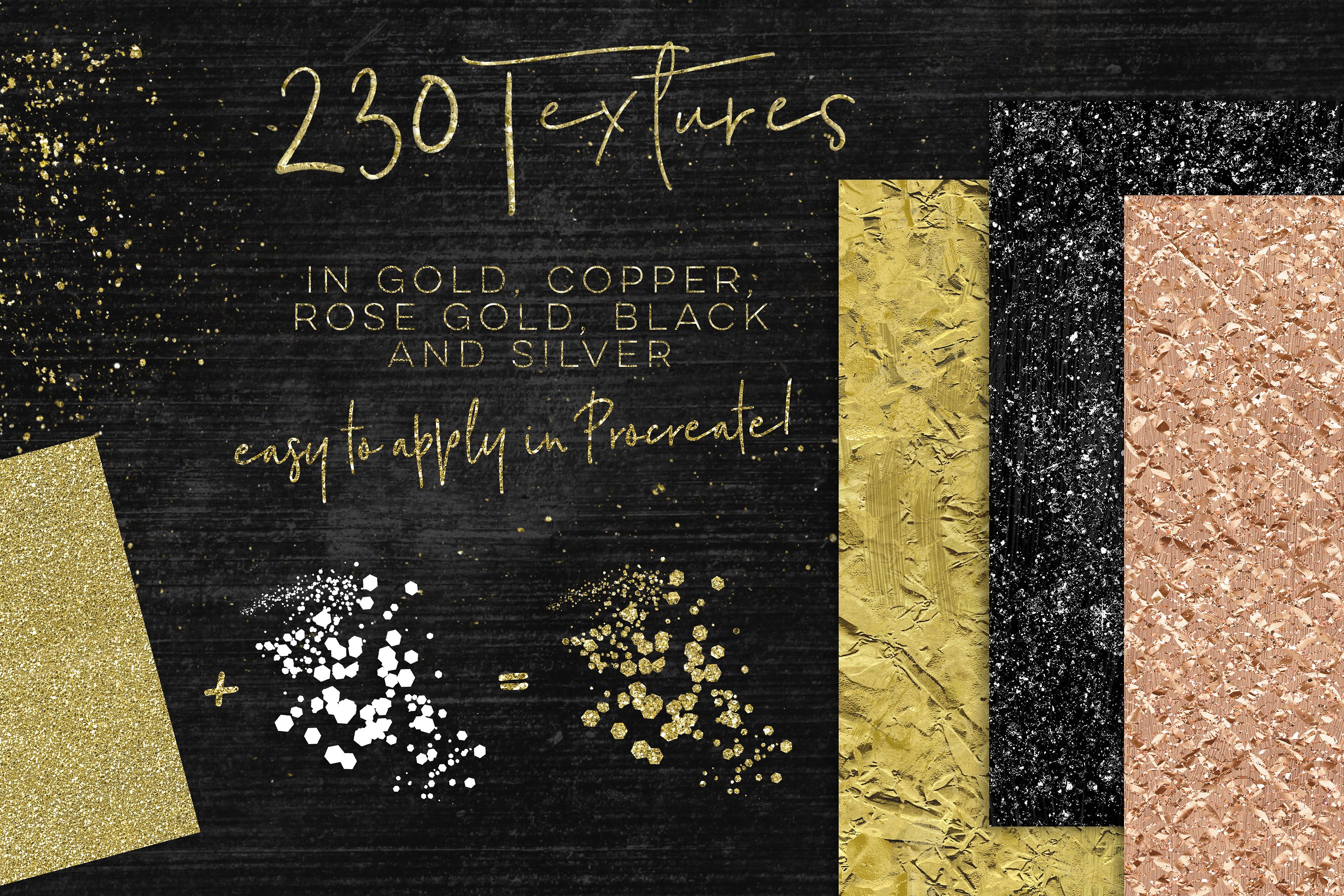 Procreate绘画应用专用金漆笔刷 Gold Rush for Procreate插图(3)