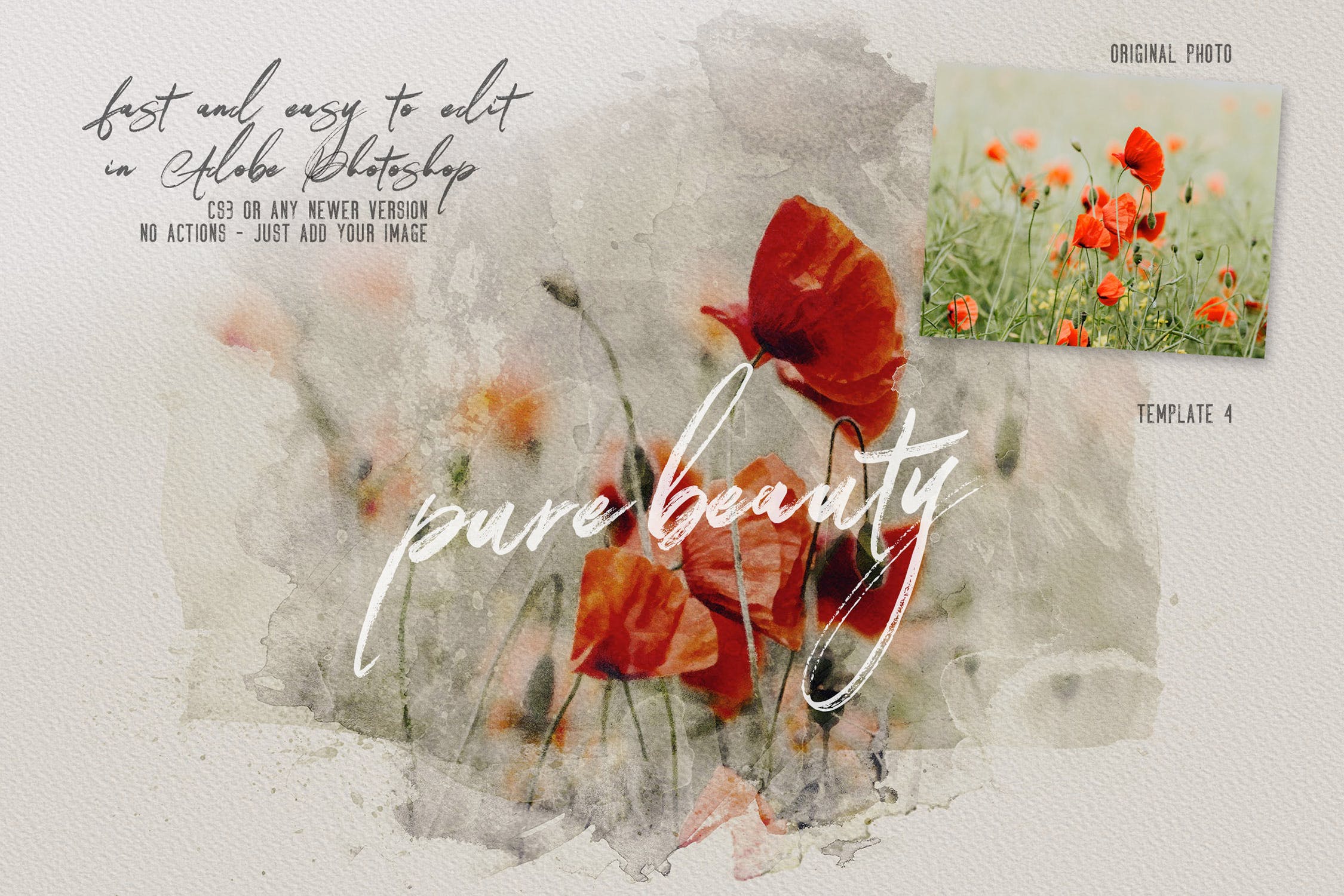 独特的水彩照片效果生成器PSD分层模板 The Ultimate Watercolor Creator 4插图(2)