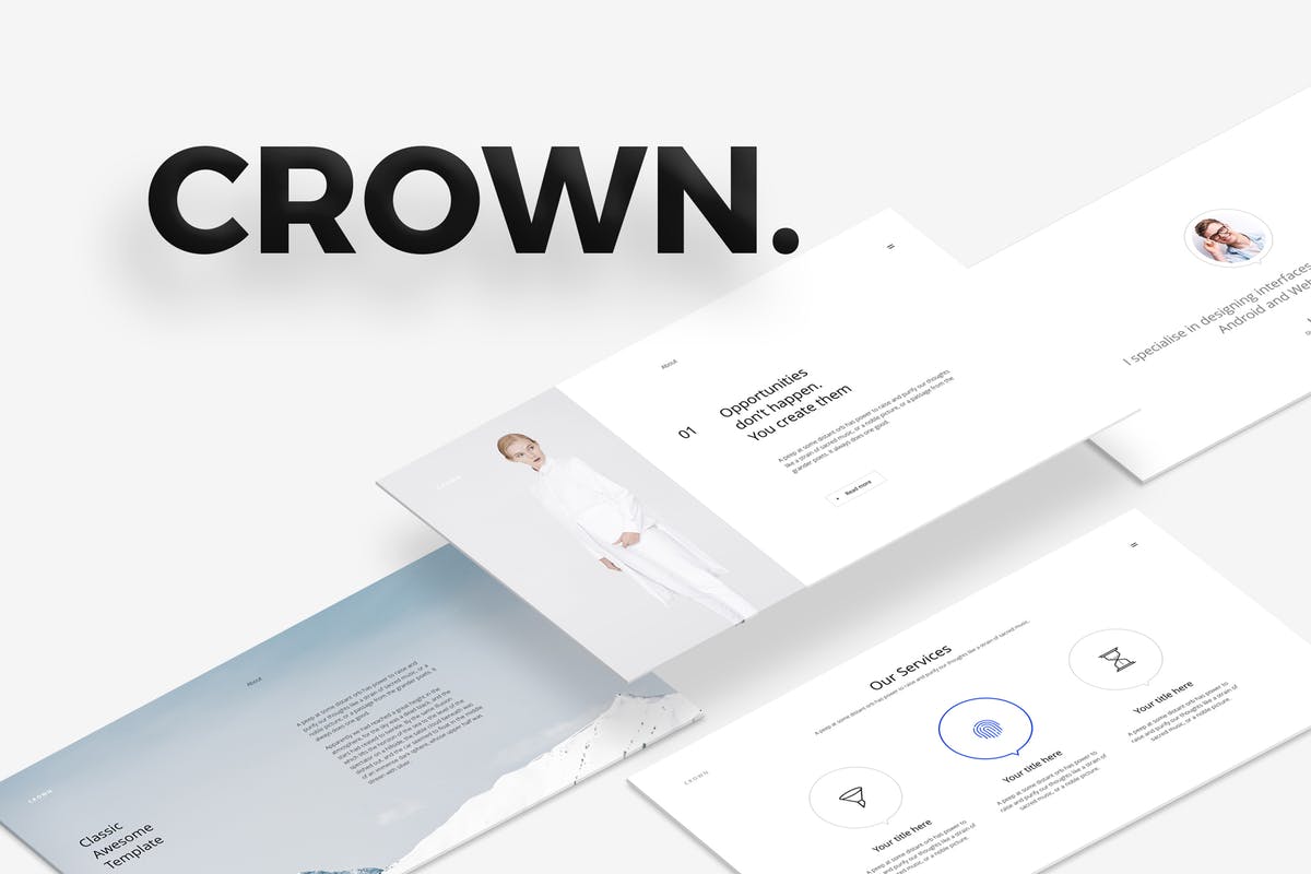 简单专业的企业PPT模板设计素材 CROWN Powerpoint Template插图