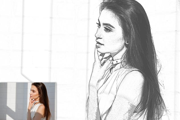 铅笔素描绘画效果生成PS动作 Pencil Sketch Photoshop Actions插图(4)