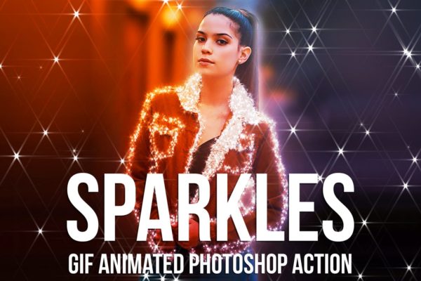 星光熠熠照片动画特效素材库精选PS动作 Gif Animated Sparkles Photoshop Action