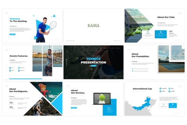 体育培训课程/机构介绍谷歌幻灯片设计模板 Tennice Google Slides Template