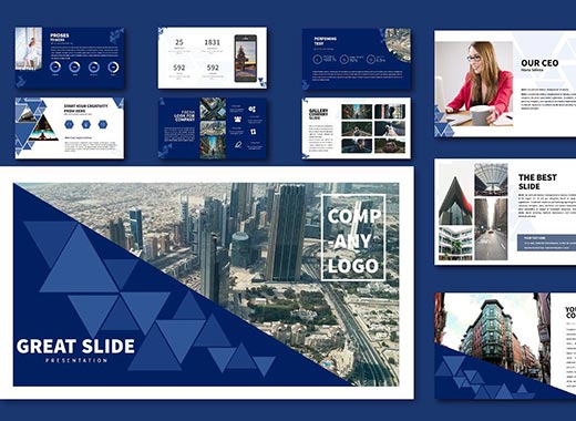 超现代蓝色系列的幻灯片模板下载[ppt,pptx]