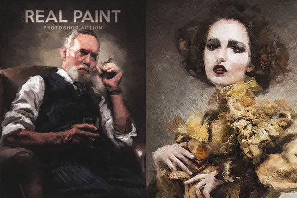 复古油漆人物素描艺术风格PS动作下载 Real Paint Photoshop Action