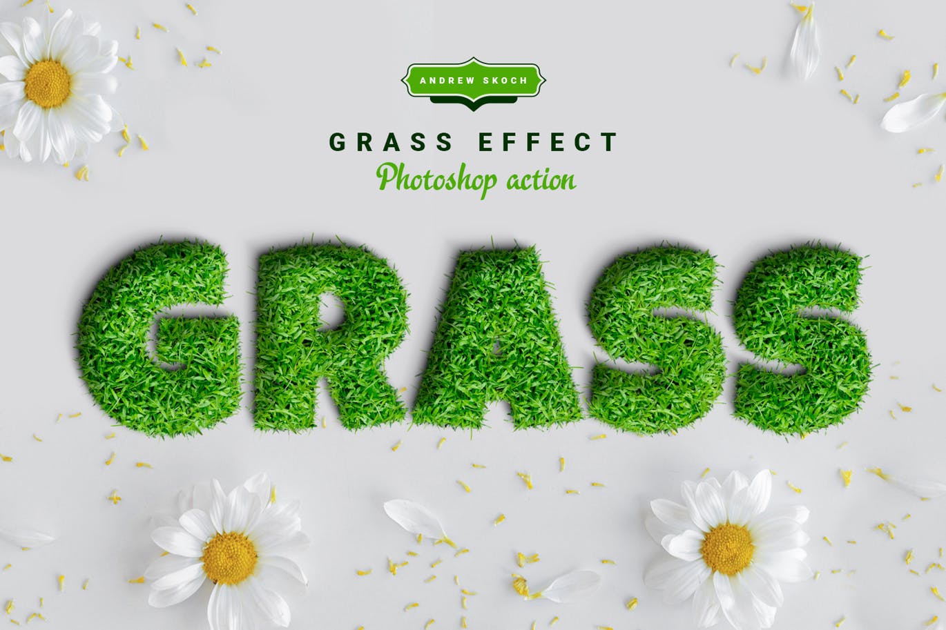 立体草地文字特效PS动作 Grass Photoshop Action插图