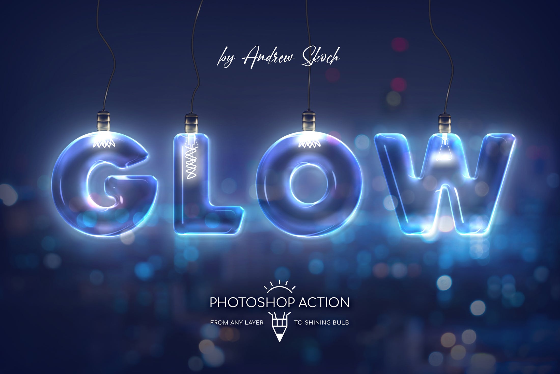 发光灯泡英文字母文字特效素材库精选PS动作 Light Bulb – Photoshop Action插图(6)