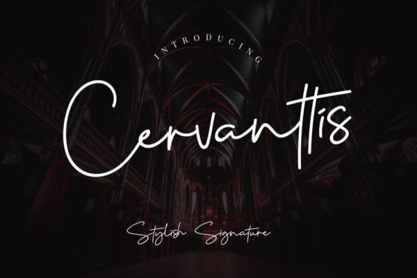 钢笔签名英文手写书法字体下载 Cervanttis Signature Script
