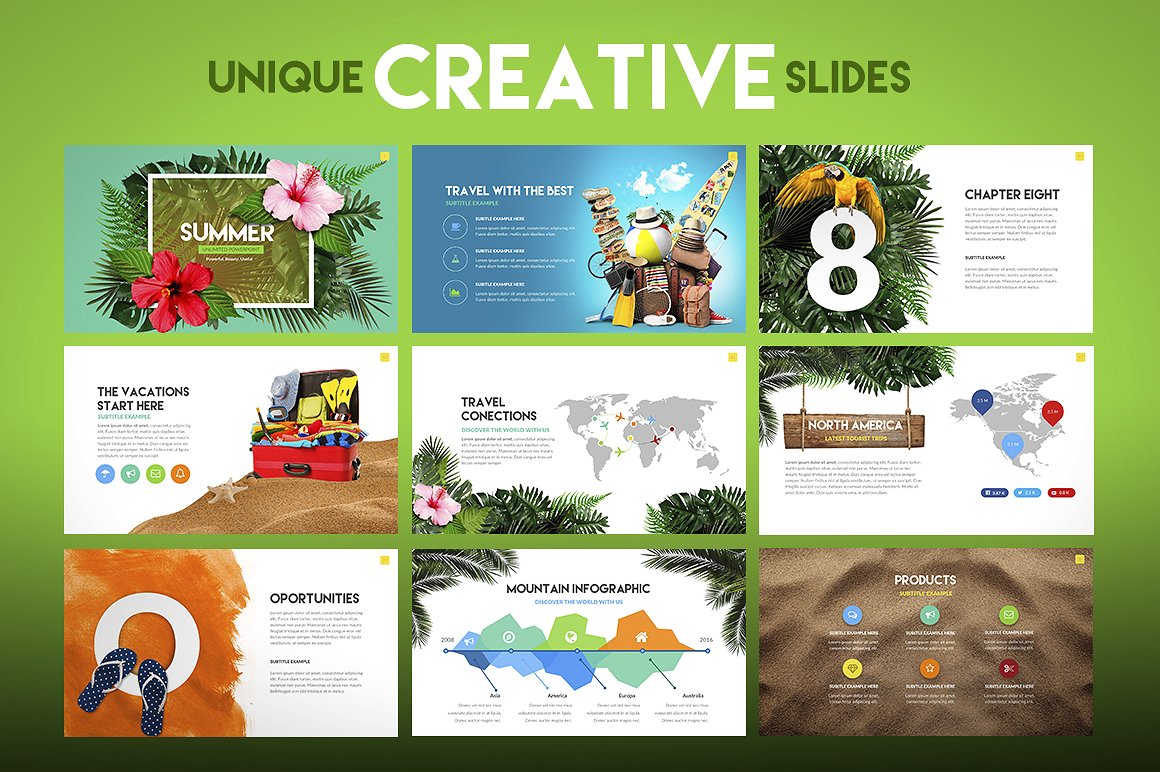 素材库下午茶：夏季鲜花主题的PPT&海报模版套装下载[PPTX,PSD]插图(4)