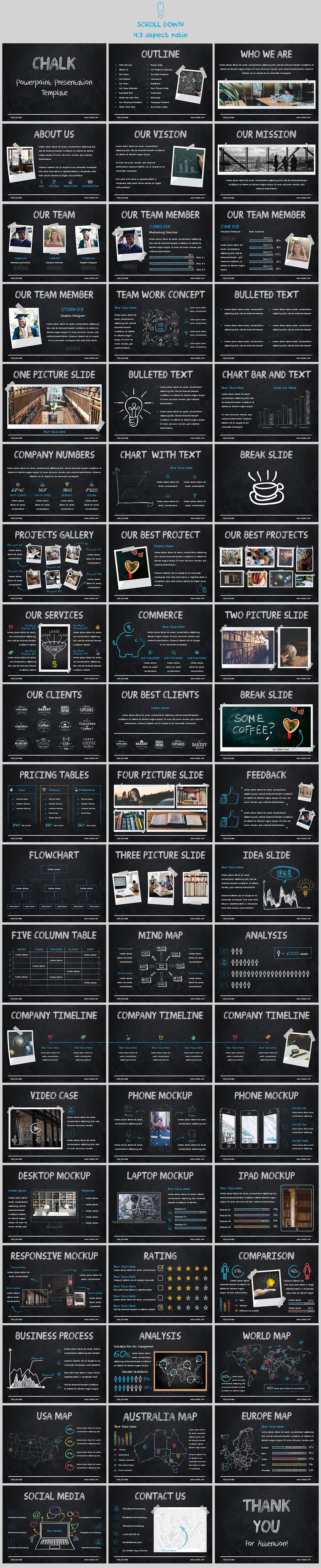 60+独特的粉笔效果PowerPoint演示模板下载Chalk – Powerpoint Template[ppt,pptx]插图(9)
