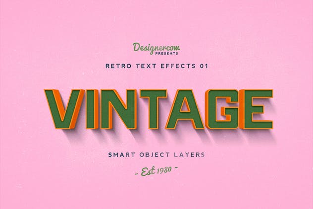 10款复古文本标题3D立体效果PS图层样式 Retro Text Effects V01插图(10)