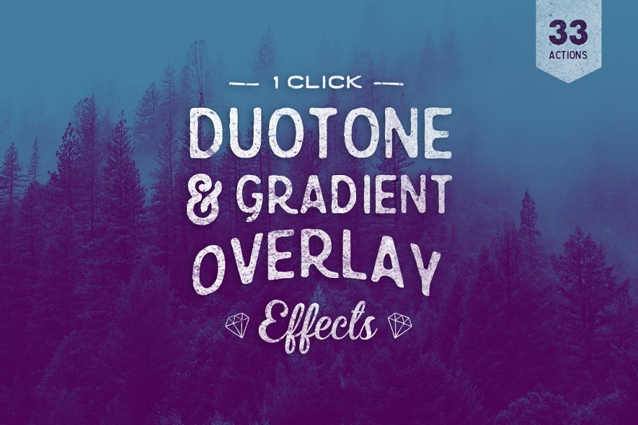 明亮双色调照片特效处理PS动作 Bright Duotone Photoshop Actions插图(1)