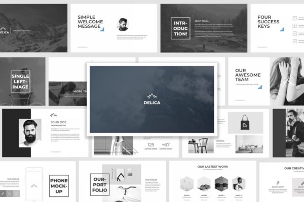 创意极简主义项目/企业宣传精美PPT模板下载 Delica Powerpoint Presentation