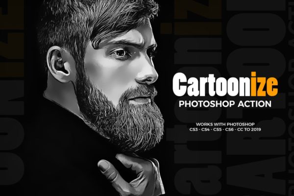 一款数字油画效果PS动作预设 Cartoonize Photoshop Action