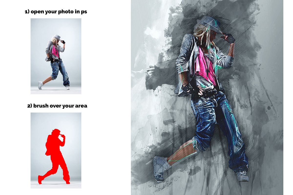 现代时尚水彩艺术Photoshop动作下载插图(1)