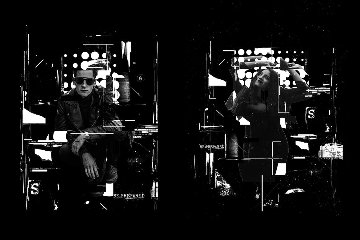 照片转损坏错位故障特效PS动作 Photocopy Glitch Poster Photoshop Action插图(5)