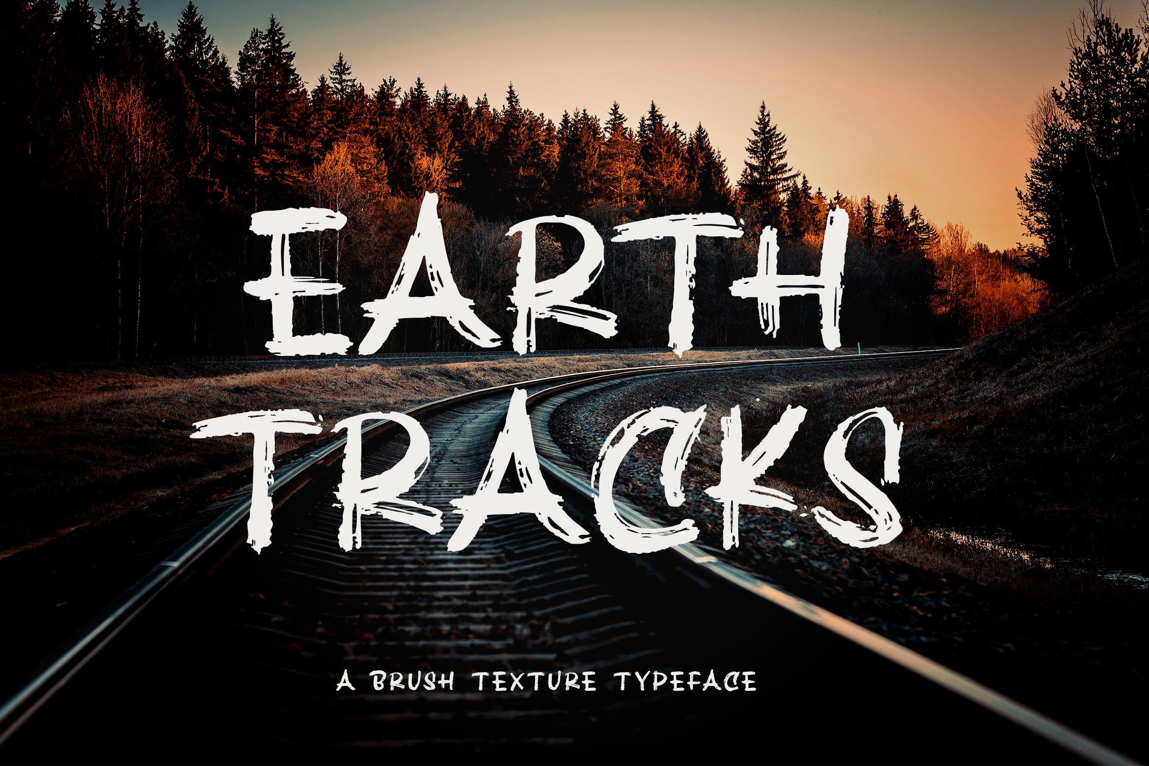 干笔刷纹理英文手写字体素材库精选装饰字体素材库精选 Earth Tracks – Brush Texture Font插图