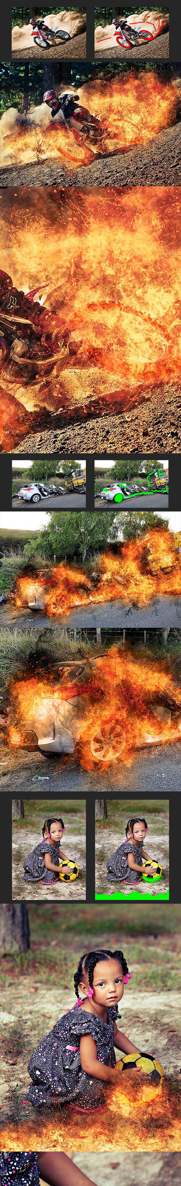 酷炫火焰着火特效的PS动作 Fire Photoshop Action V.3 [atn]插图(1)