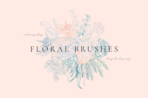 AI插画设计师必备花卉柔性笔刷素材库精选 Floral Flexible Illustrator Brushes