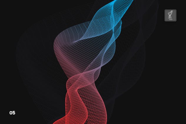 数字网络信号波纹线条PS笔刷 Digital Network Flow of Waves Photoshop Brushes插图(5)