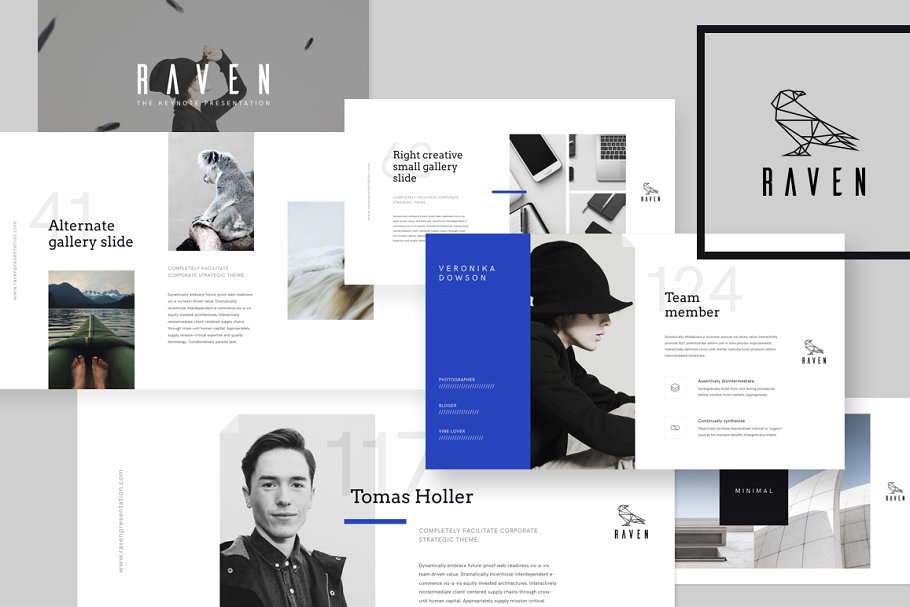 125+页创意 Keynote 幻灯片模板（内含450枚图标+50个信息图表） RAVEN Keynote Presentation Template插图