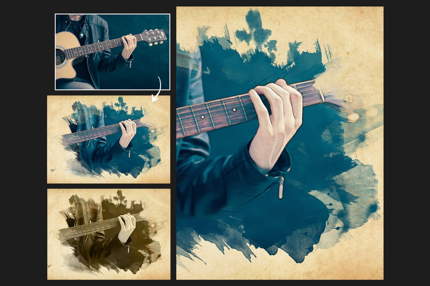 充满活力的逼真水彩遮罩效果PS动作 Vibrant Watercolor Effect – Photoshop Action插图(1)