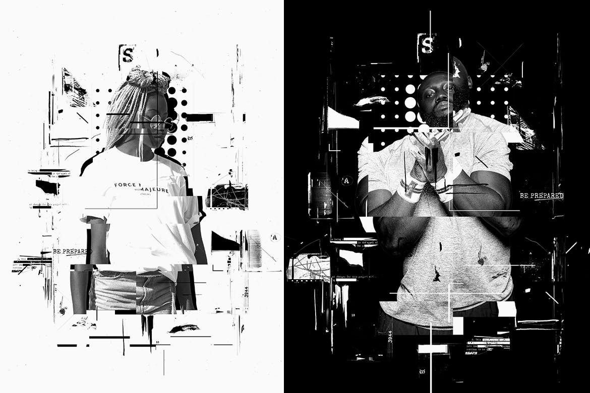 照片转损坏错位故障特效PS动作 Photocopy Glitch Poster Photoshop Action插图(4)