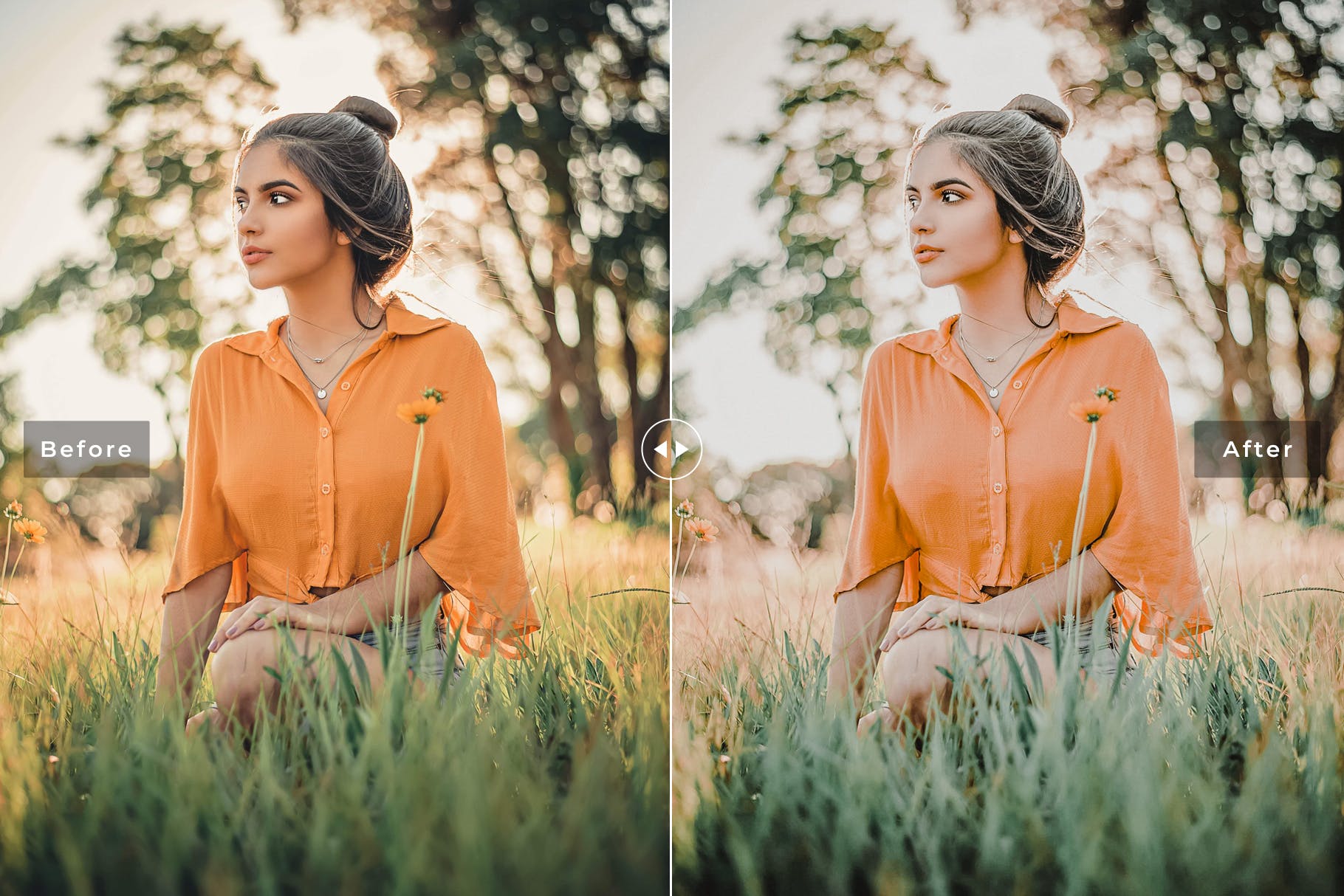 淡绿色调人像摄影后期处理LR调色预设下载 Whimsical Mobile & Desktop Lightroom Presets插图(3)
