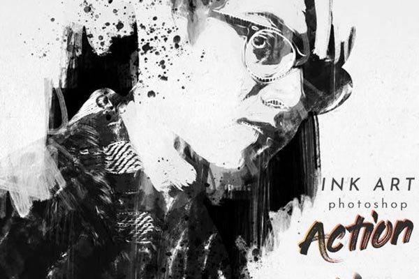 抽象大气水墨艺术效果的PS动作 Ink Art Photoshop Action [atn]