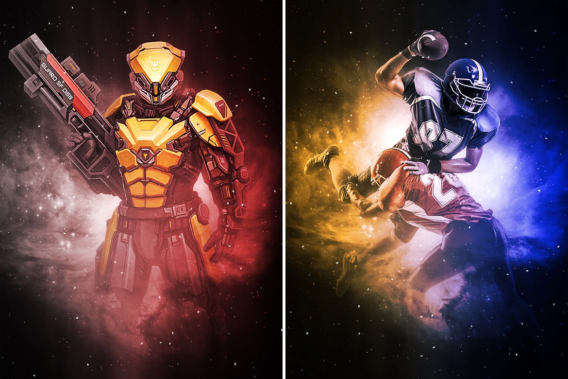 游戏主题人物海报星云效果PS动作 Nebula Photoshop Action插图(3)