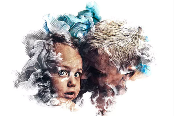 抽象水墨分散艺术效果PS动作 Ink in Water Photoshop Action