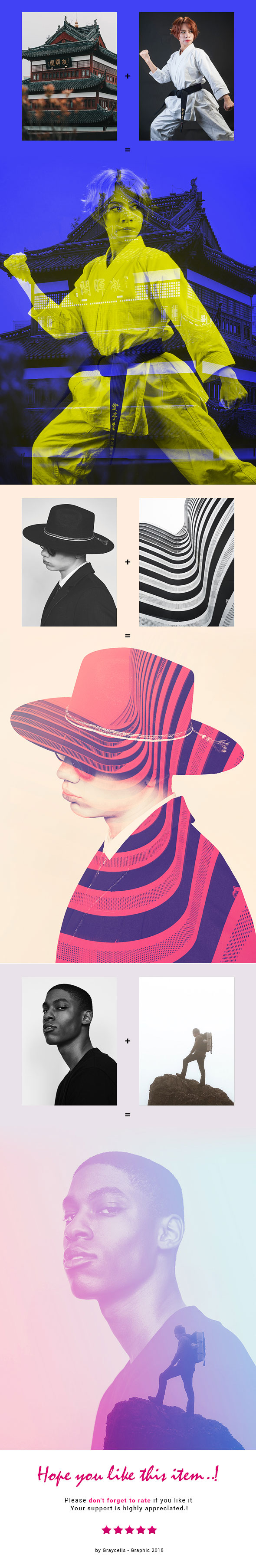 照片双重曝光处理的PS动作 Double Color Exposure Photoshop Actions V2插图(4)