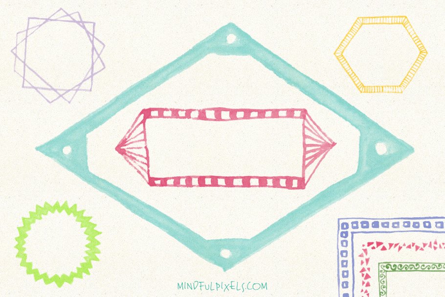 水彩风格标签PS笔刷 Label Watercolor Brushes插图(2)