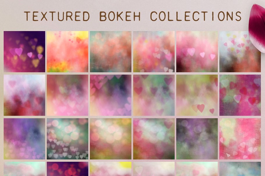 情人节主题适用的背景叠层 Valentine Textures/Overlays Set插图(2)