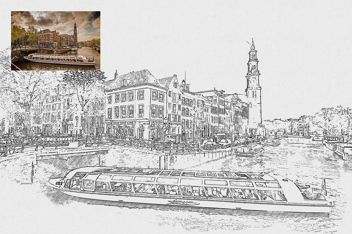 钢笔素描艺术效果PS插件 Pen Sketch Photoshop Plugin插图(4)