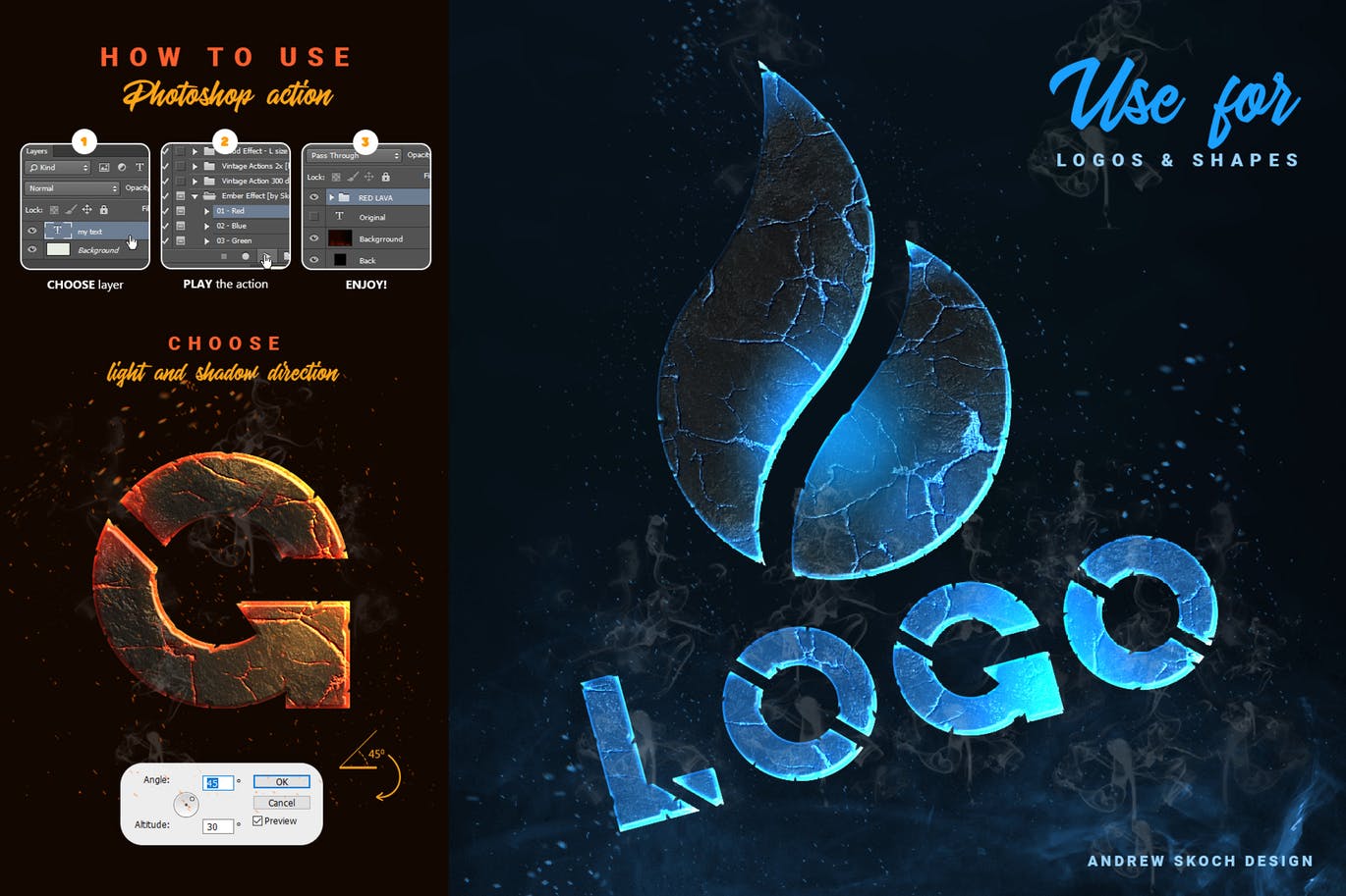 火山/熔岩/岩浆/火焰3D字体特效PS动作 Ember Effect – Photoshop Action插图(3)