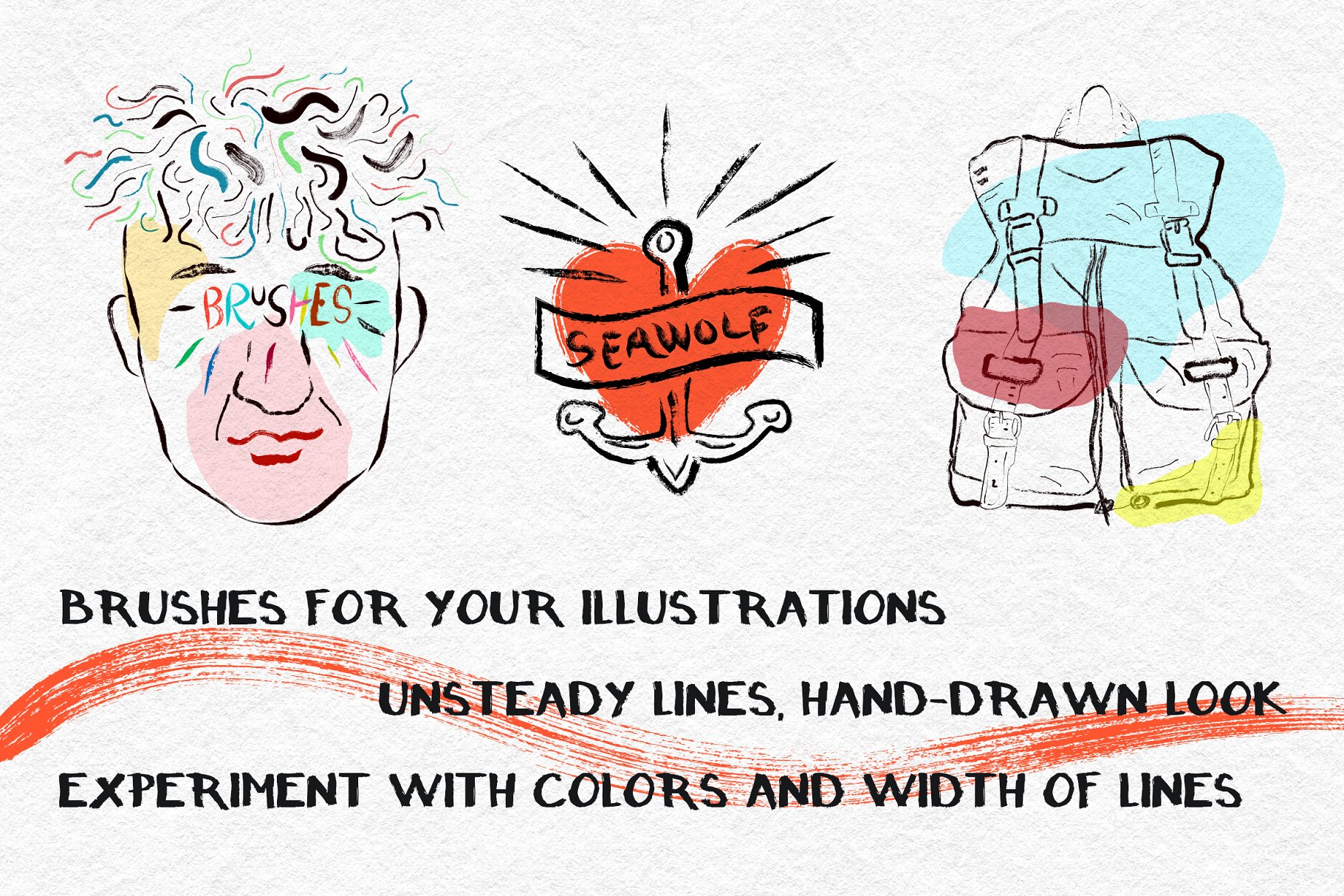 干油墨笔迹笔触AI笔刷 Dry Ink Brushes插图(3)